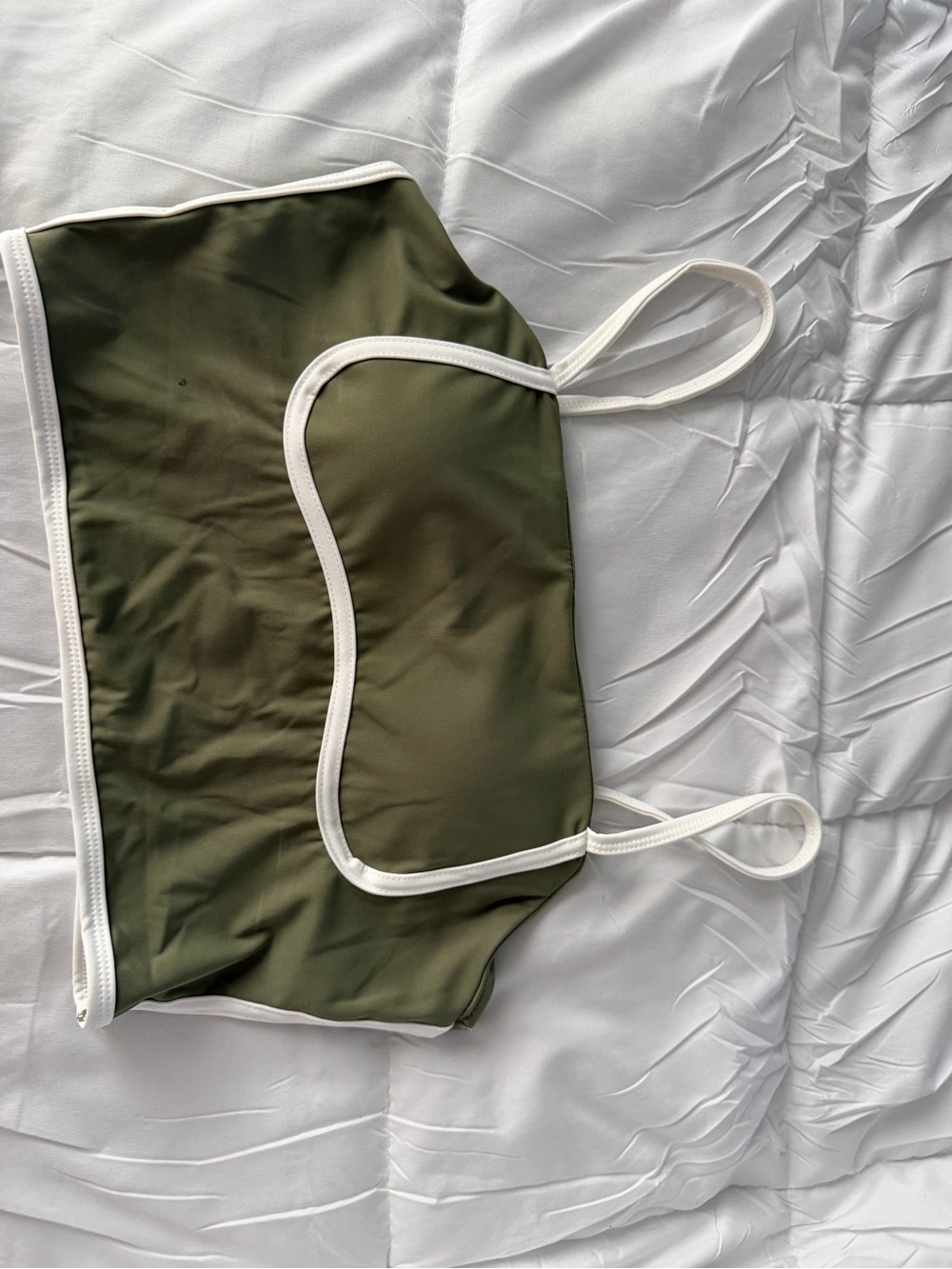 ALO Yoga Olive Green Bralette & Skort with White Trim - Picture 2 of 5